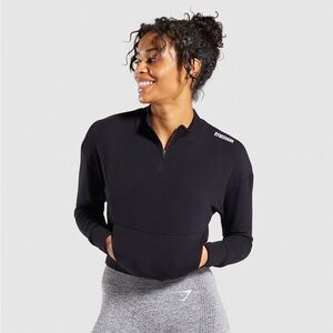📦 MOVING SALE! Gymshark Quarter-Zip Cropped Black Top